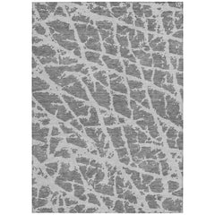 5' X 8' Charcoal Abstract Washable Non Skid Indoor Outdoor Area Rug