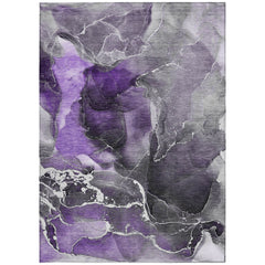10' X 14' Gray and Purple Abstract Washable Non Skid Indoor Outdoor Area Rug