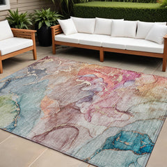 10' X 14' Abstract Washable Non Skid Indoor Outdoor Area Rug