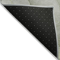 8' Round Olive Green Round Abstract Washable Non Skid Indoor Outdoor Area Rug