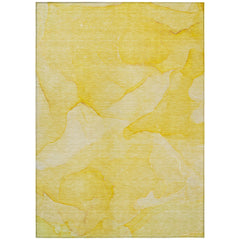 3' X 5' Gold Abstract Washable Non Skid Indoor Outdoor Area Rug