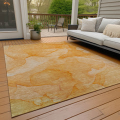 3' X 4' Orange Abstract Washable Non Skid Indoor Outdoor Area Rug