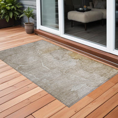 3' X 4' Beige Abstract Washable Non Skid Indoor Outdoor Area Rug