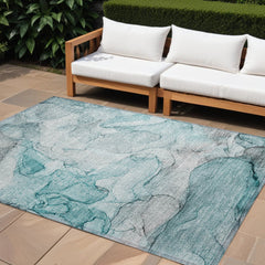 10' X 14' Gray and Ivory Abstract Washable Non Skid Indoor Outdoor Area Rug
