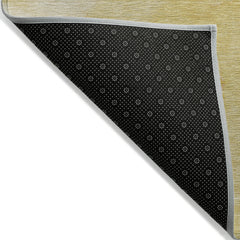 9' X 12' Gold Abstract Washable Non Skid Indoor Outdoor Area Rug