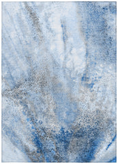 10' X 14' Ivory Blue and Gray Abstract Washable Non Skid Indoor Outdoor Area Rug
