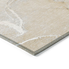 9' X 12' Beige Abstract Washable Non Skid Indoor Outdoor Area Rug