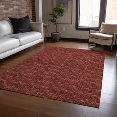 10' X 14' Burgundy Geometric Washable Non Skid Indoor Outdoor Area Rug