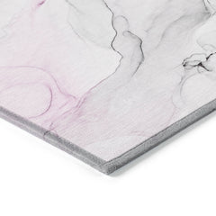 8' Runner Gray and Pink Abstract Washable Non Skid Indoor Outdoor Runner Rug