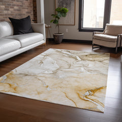 3' X 4' Brown Abstract Washable Non Skid Indoor Outdoor Area Rug