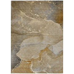 10' X 14' Brown Abstract Washable Non Skid Indoor Outdoor Area Rug