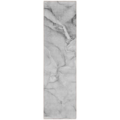 8' Runner Gray Abstract Washable Non Skid Indoor Outdoor Runner Rug