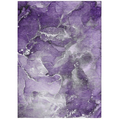 5' X 8' Gray and Purple Abstract Washable Non Skid Indoor Outdoor Area Rug