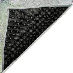2' X 3' Green Abstract Washable Non Skid Indoor Outdoor Area Rug