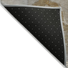 8' Round Brown Round Abstract Washable Non Skid Indoor Outdoor Area Rug