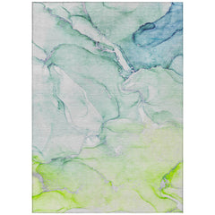 8' X 10' Green Abstract Washable Non Skid Indoor Outdoor Area Rug