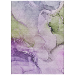 10' X 14' Purple Abstract Washable Non Skid Indoor Outdoor Area Rug