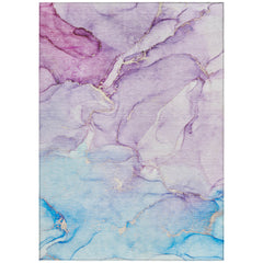 9' X 12' Purple Abstract Washable Non Skid Indoor Outdoor Area Rug