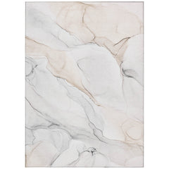 10' X 14' Beige Ivory and Gray Abstract Washable Non Skid Indoor Outdoor Area Rug