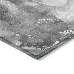 10' X 14' Gray Abstract Washable Non Skid Indoor Outdoor Area Rug