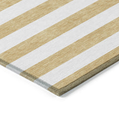 8' X 10' Gold Striped Washable Non Skid Indoor Outdoor Area Rug
