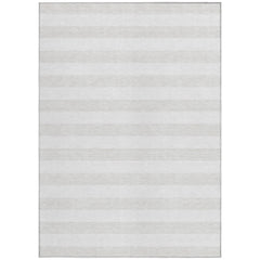 10' X 14' Ivory Striped Washable Non Skid Indoor Outdoor Area Rug