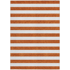 10' X 14' Orange Striped Washable Non Skid Indoor Outdoor Area Rug