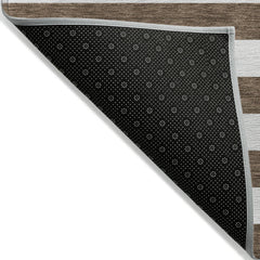 2' X 3' Chocolate Striped Washable Non Skid Indoor Outdoor Area Rug