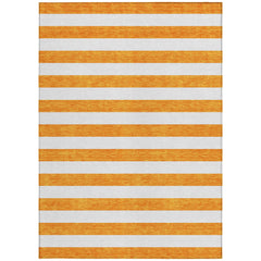 3' X 4' Orange and White Striped Washable Non Skid Indoor Outdoor Area Rug