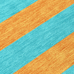 10' X 14' Aqua Striped Washable Non Skid Indoor Outdoor Area Rug