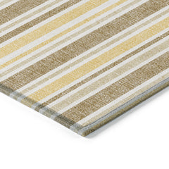 8' Runner Brown and Orange Striped Washable Non Skid Indoor Outdoor Runner Rug