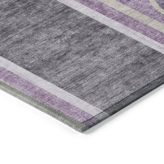 10' X 14' Purple and Black Abstract Washable Non Skid Indoor Outdoor Area Rug