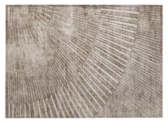 2' X 3' Taupe and Ivory Abstract Washable Non Skid Indoor Outdoor Area Rug