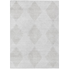 9' X 12' Ivory Geometric Washable Non Skid Indoor Outdoor Area Rug