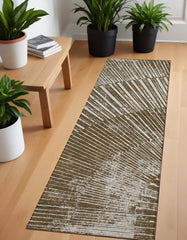 8' Runner Chocolate Abstract Washable Non Skid Indoor Outdoor Runner Rug