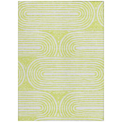 8' X 10' Green and White Abstract Washable Non Skid Indoor Outdoor Area Rug