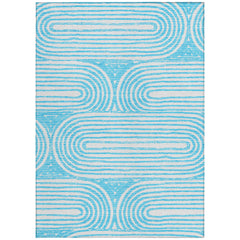 9' X 12' Teal Abstract Washable Non Skid Indoor Outdoor Area Rug