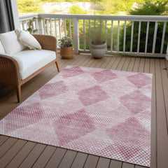 9' X 12' Merlot Geometric Washable Non Skid Indoor Outdoor Area Rug