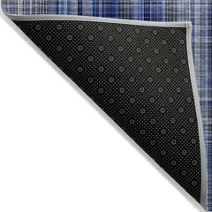 8' X 10' Navy Blue Plaid Washable Non Skid Indoor Outdoor Area Rug