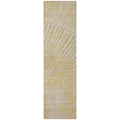 8' Runner Wheat Abstract Washable Non Skid Indoor Outdoor Runner Rug