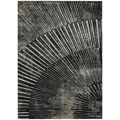 3' X 4' Black and Ivory Abstract Washable Non Skid Indoor Outdoor Area Rug