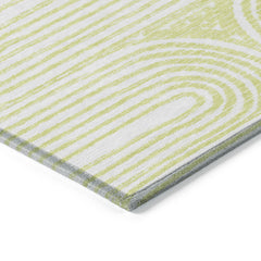 9' X 12' Green and White Abstract Washable Non Skid Indoor Outdoor Area Rug