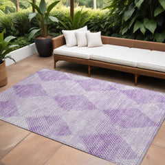 10' X 14' Lavender Geometric Washable Non Skid Indoor Outdoor Area Rug