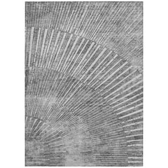 3' X 4' Gray and Ivory Abstract Washable Non Skid Indoor Outdoor Area Rug
