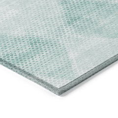 10' X 14' Teal Geometric Washable Non Skid Indoor Outdoor Area Rug
