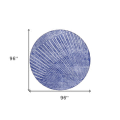 8' Round Navy Blue Round Abstract Washable Non Skid Indoor Outdoor Area Rug