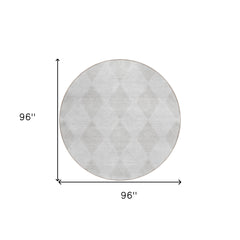 8' Round Ivory Round Geometric Washable Non Skid Indoor Outdoor Area Rug