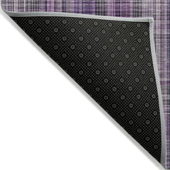 8' Runner Purple Plaid Washable Non Skid Indoor Outdoor Runner Rug