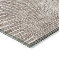 10' X 14' Taupe and Ivory Abstract Washable Non Skid Indoor Outdoor Area Rug