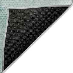 2' X 3' Teal Geometric Washable Non Skid Indoor Outdoor Area Rug